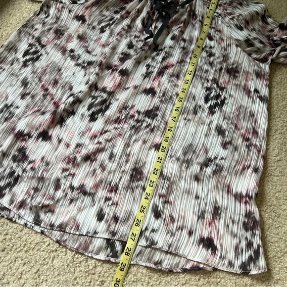 SIMPLYVERA Vera Wang Smocked Watercolor Chiffon Long Sleeves Tie Front Blouse XL - Picture 12 of 15